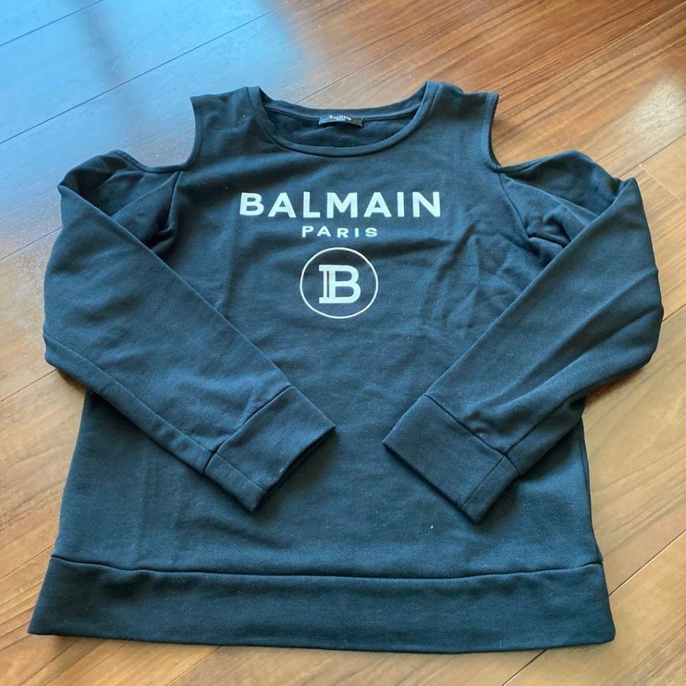 Balmain Black Cold-shoulder Top
